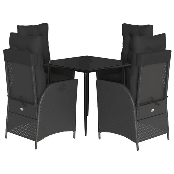 vidaXL Ensemble à manger de jardin coussins 5Pièces Noir Résine tressée