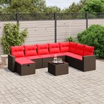 vidaXL Salon de jardin avec coussins 9 Pièces marron résine tressée