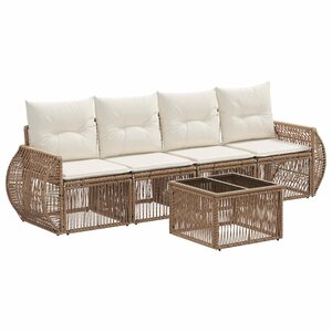 vidaXL Ensemble de canapé de jardin 5 Pièces Beige et blanc crème