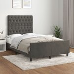 vidaXL Cadre de lit avec tête de lit gris foncé 120x190 cm velours