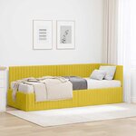 vidaXL Cadre de lit d'angle avec matelas 2 Pièces Jaune Velours