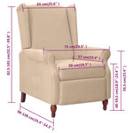 vidaXL Fauteuil inclinable Taupe Tissu microfibre