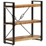 vidaXL Bibliothèque 3 niveaux 77x30x80 cm bois massif manguier et fer