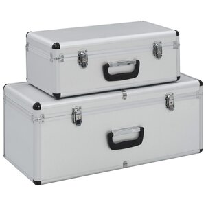 vidaXL Boîtes de rangement 2 Pièces Argenté Aluminium