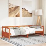 vidaXL Lit de jour sans matelas cire marron 90x200 cm bois pin massif