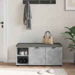 vidaXL Banc d'entrée avec coussin Uni Gris béton 100 x 38 x 46 cm