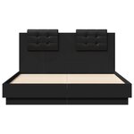 vidaXL Cadre de lit avec tête de lit noir 135x190 cm bois d'ingénierie