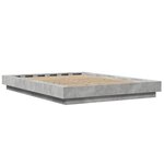 vidaXL Cadre de lit avec lumières LED gris béton 135x190 cm
