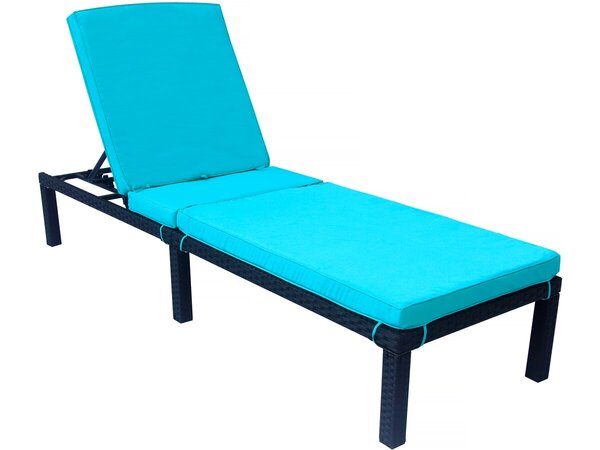 Bain de soleil en résine tressée "Hugo" - 199 5 x 62 5 x 89 5 cm -  Noir/Bleu