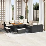 vidaXL Ensemble de canapé de jardin 13 Pièces Noir Poly rotin
