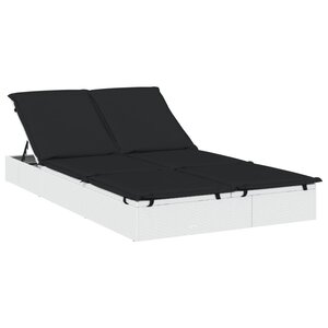 vidaXL Chaise longue à 2 places avec coussins blanc résine tressée