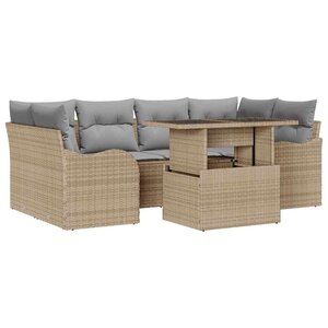 vidaXL Ensemble de canapé de jardin 7 pc Beige polyrotin