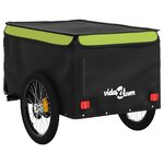 vidaXL Remorque de vélo noir et vert 45 kg fer