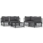 vidaXL Salon de jardin avec coussins 5 Pièces anthracite acier