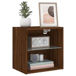 vidaXL Tables de chevet murales avec lumières LED 2 Pièces chêne marron