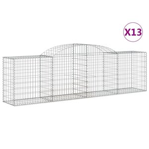 vidaXL Paniers à gabions arqués 13 Pièces 300x50x80/100 cm fer galvanisé