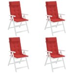 vidaXL Coussins de chaise à dossier haut lot de 4 rouge tissu oxford