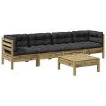 vidaXL Salon de jardin 5 Pièces avec coussins bois de pin imprégné
