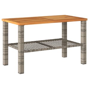 vidaXL Table de jardin gris 70x38x42 cm résine tressée et bois acacia