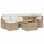 vidaXL Ensemble de canapé de jardin avec coussin 7 Pièces beige et crème