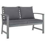 vidaXL Salon de jardin 5 Pièces avec coussin Bois d'acacia solide Gris