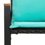 vidaXL banc avec coussin Noir et turquoise 115 x 65 x 72 cm Rotin
