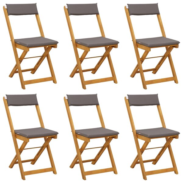 vidaXL Chaises de bistrot d'extérieur 6 Pièces Gris foncé 40 x 53 x 80 cm