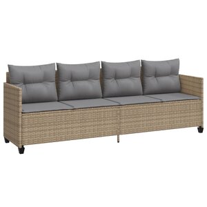 vidaXL Chaise longue avec coussins beige résine tressée