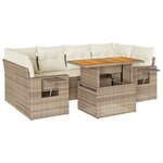 vidaXL Salon de jardin avec coussins 7 Pièces beige résine tressée