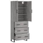 vidaXL Buffet haut Sonoma gris 69 5x34x180 cm Bois d'ingénierie