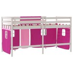 vidaXL Lit mezzanine enfants avec rideaux sans matelas rose 90x190 cm