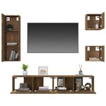vidaXL Ensemble de meubles TV 5 Pièces Chêne fumé Bois d'ingénierie