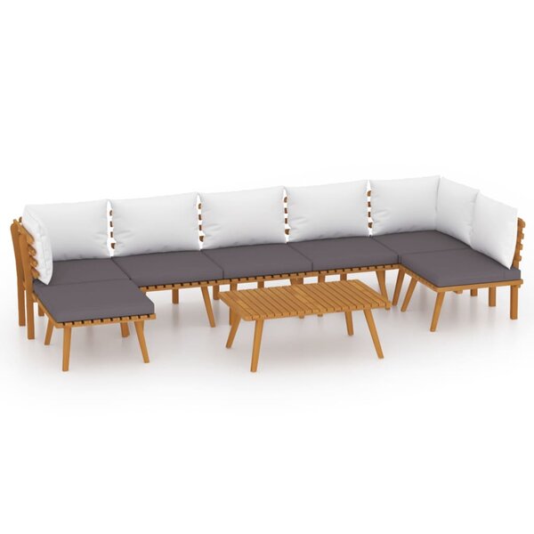vidaXL Salon de jardin 8 Pièces avec coussins Bois d'acacia solide