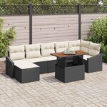 vidaXL Ensemble de canapé de jardin 8 Pièces Noir Poly rotin