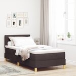 vidaXL Lit box spring avec matelas & LED marron foncé 100x200 cm tissu