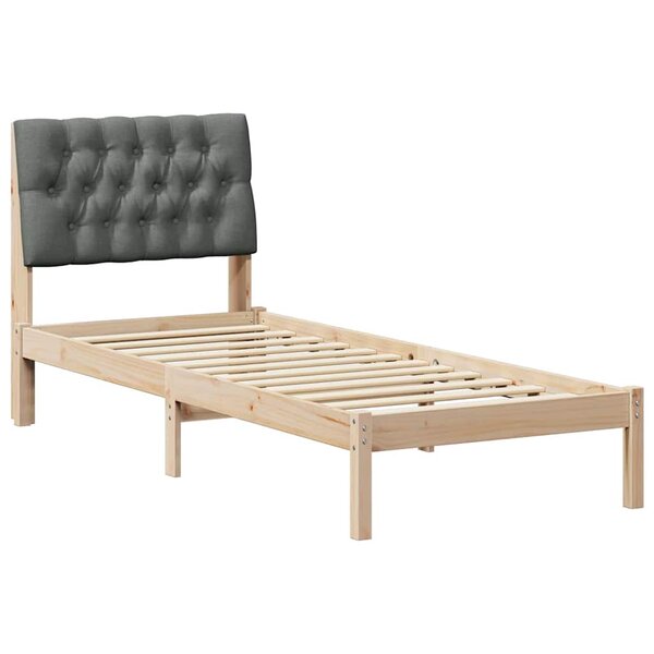 vidaXL Cadre de lit avec tête de lit rembourrée Marron 75 x 190 cm