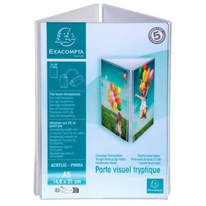 Porte-visuel Tryptique A5 - Cristal - Exacompta