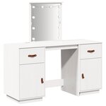 vidaXL Ensemble de coiffeuse avec LED Blanc Bois de pin solide