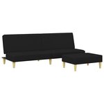 vidaXL Canapé-lit à 2 places avec repose-pied noir tissu