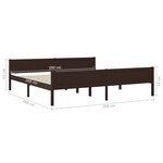 Vidaxl cadre de lit bois de pin massif marron foncé 200x200 cm