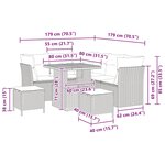 vidaXL Canapé de jardin 8 pièces avec coussins en poly rotin noir et acacia
