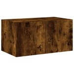 vidaXL Meuble TV mural avec lumières LED chêne fumé 60x35x31 cm