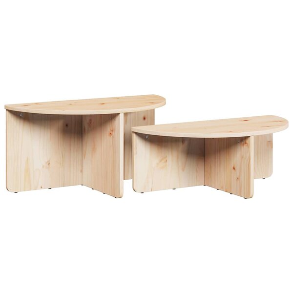 vidaXL Table basse 2 Pièces Naturel Bois massif en pin