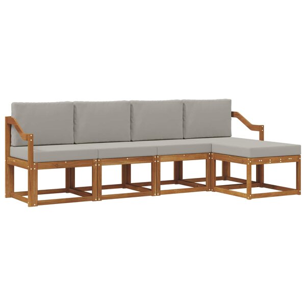 vidaXL Ensemble de canapés d'extérieur 5 pc Gris Naturel et Clair