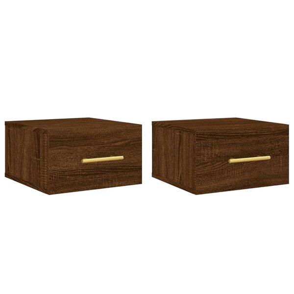 vidaXL Tables de chevet murales 2 Pièces chêne marron 35x35x20 cm