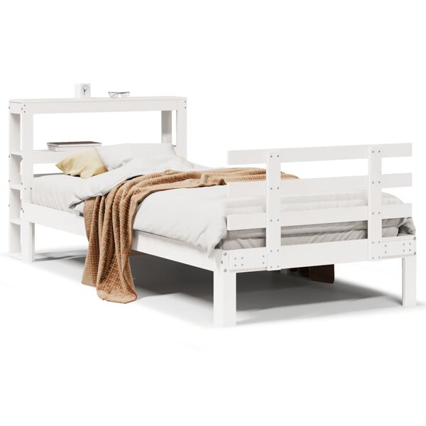 vidaXL Cadre de lit avec tête de lit sans matelas blanc 90x190 cm