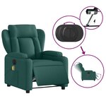 vidaXL Fauteuil de massage inclinable électrique Vert foncé Tissu