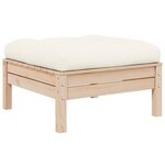 vidaXL Canapé 2 places de jardin et coussins crème Bois de pin solide