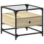vidaXL Table basse et dessus en verre chêne sonoma 50x50x45 cm acier