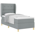 vidaXL Lit à ressorts avec matelas Gris clair 190 x 90 cm tissu